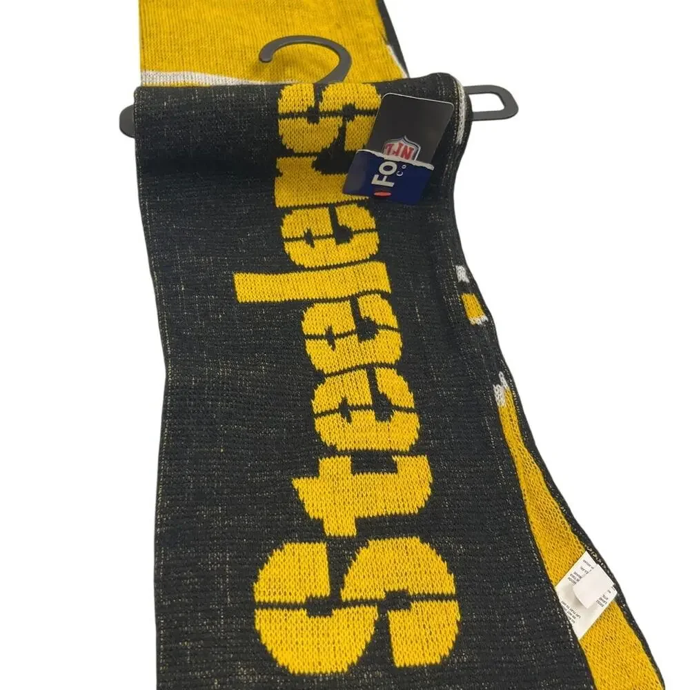 Pittsburgh Steelers NFL FOCO Knit Scarf Black Gold Fringe NWT